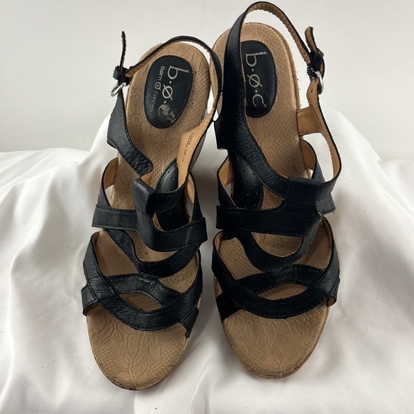 Born Concept Leather Strappy Sandals w/ Cork Wedge Heels - Picture 2 of 8
